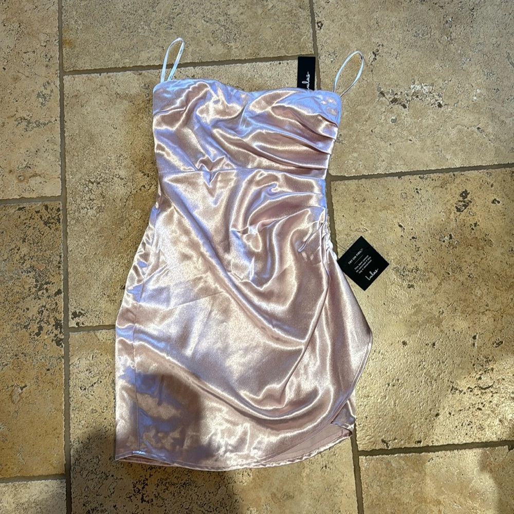 Lulus pink satin mini dress nwt new with tags size XS